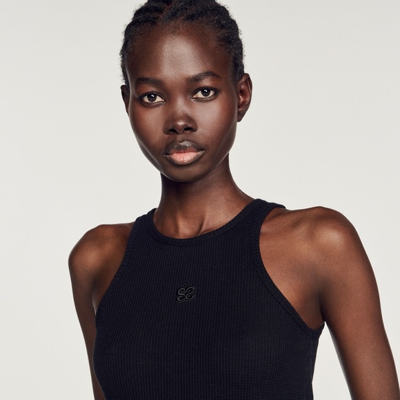Sandro franklin embroidered waffle knit tank FINAL PRICE NO OFFERS - Picture 3 of 13